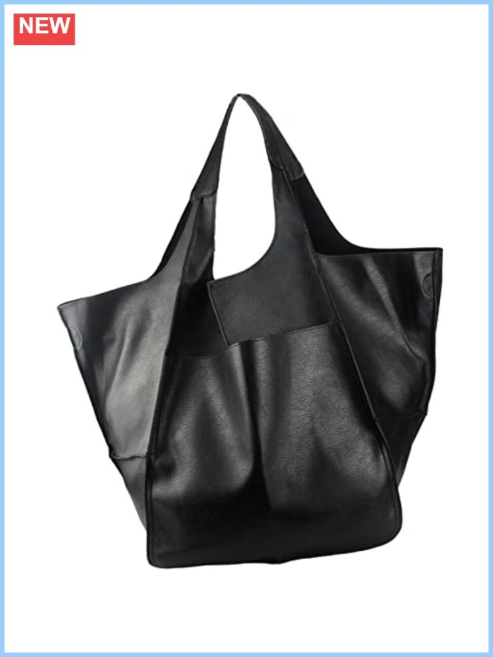 Oversized PU Leather Tote Bag Large Capacity Hobo Shoulder Travel Work Bag